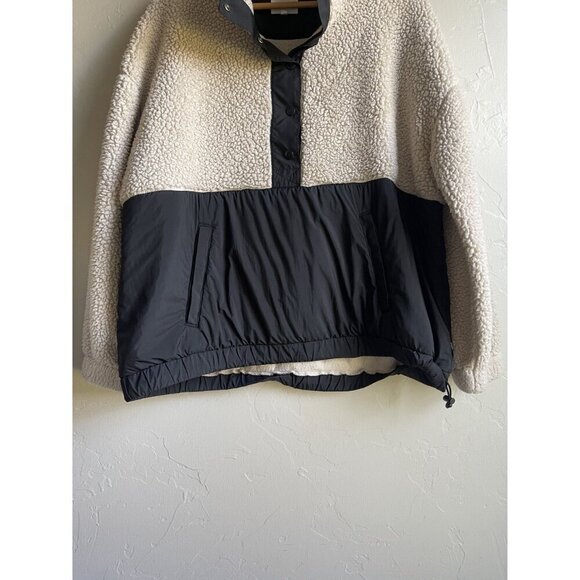 Lou & Grey Faux Sherpa Pullover 1/4 Snap Sweatshirt Size XL Ivory Black - Picture 12 of 12